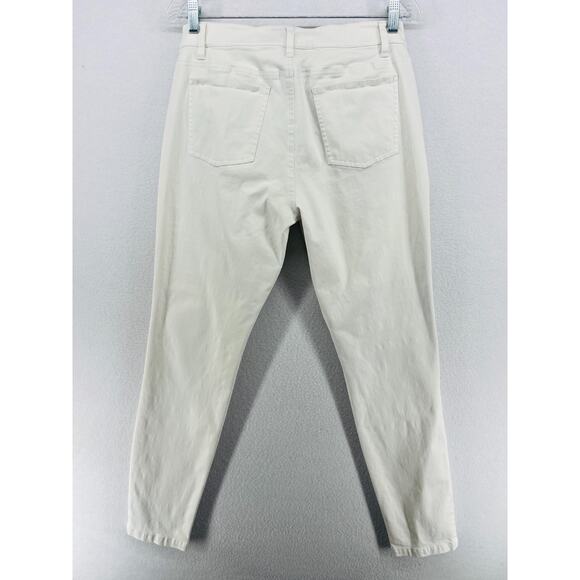 EILEEN FISHER Jeans 10 Organic Cotton Stretch Denim Slim Ankle Bone White - Picture 2 of 15